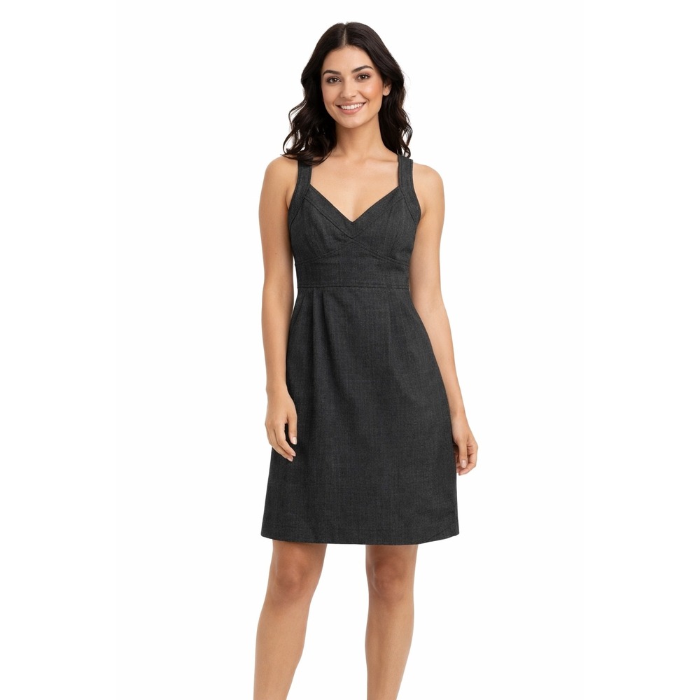 Rebecca‎ Taylor Womens Wool Blend V-Neck Sheath Dress Charcoal Grey Size 6